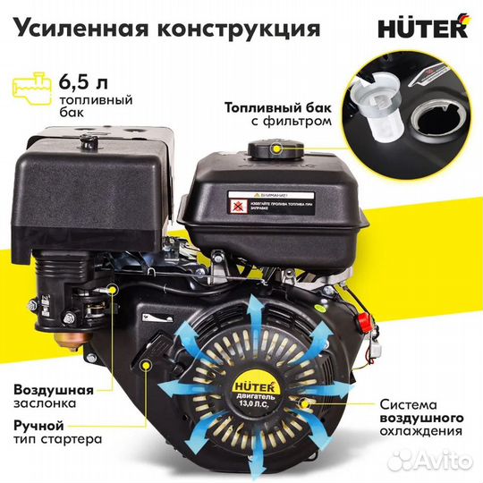 Двигатель бензиновый huter GE-188F-25