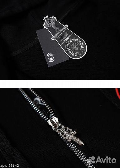 Зип худи chrome hearts red chrome Черное