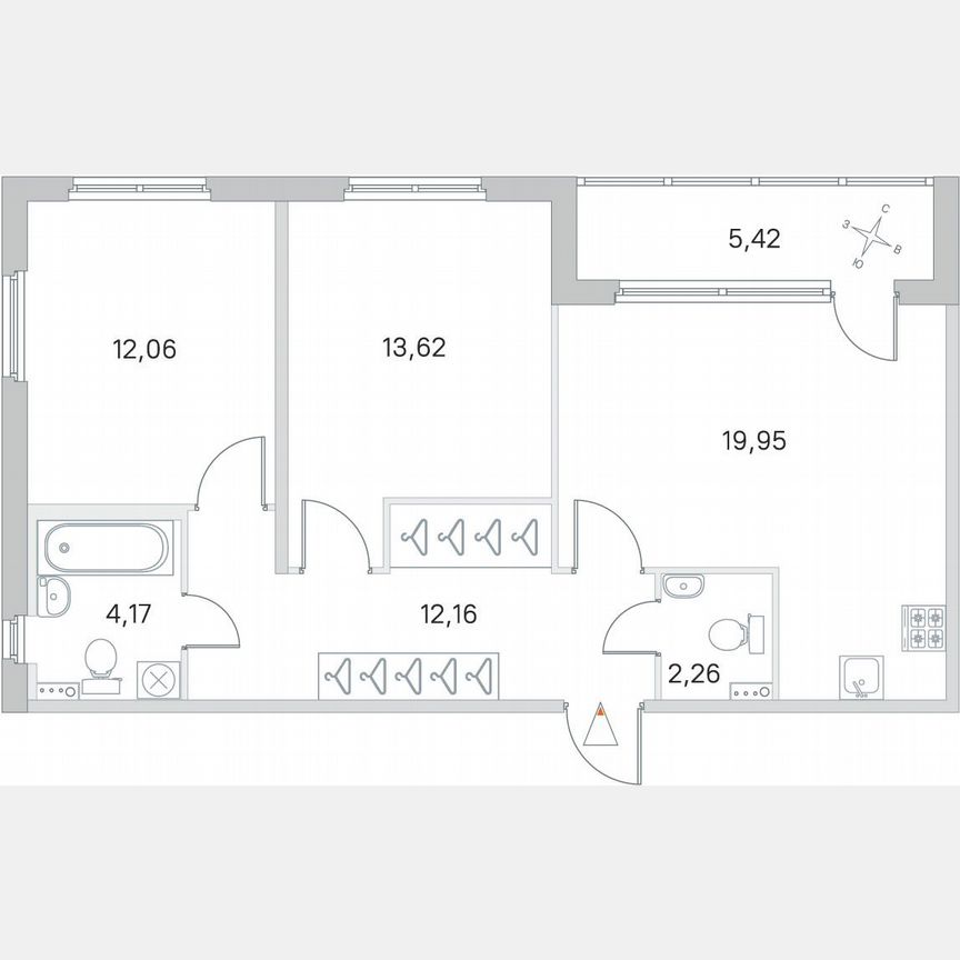 2-к. квартира, 66,9 м², 1/4 эт.