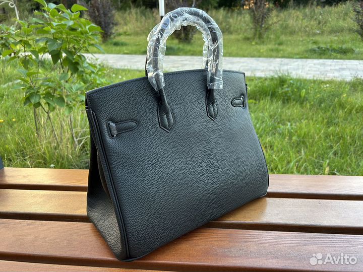 Сумка женская Hermes Birkin 35 черная серебро