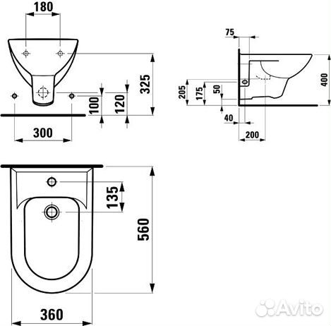 Биде подвесное Laufen Pro 8.3095.1.000.304.1