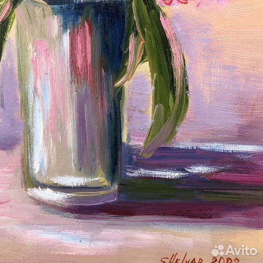 Картина маслом Цветы Пионы 30х20см