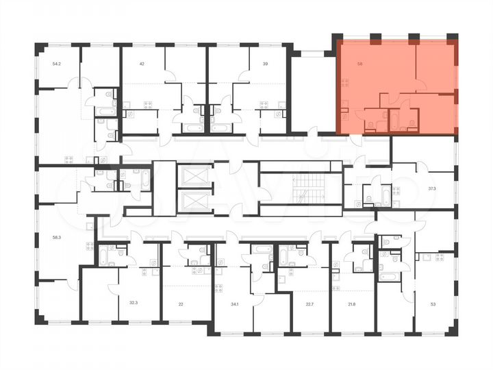 2-к. квартира, 58 м², 12/15 эт.