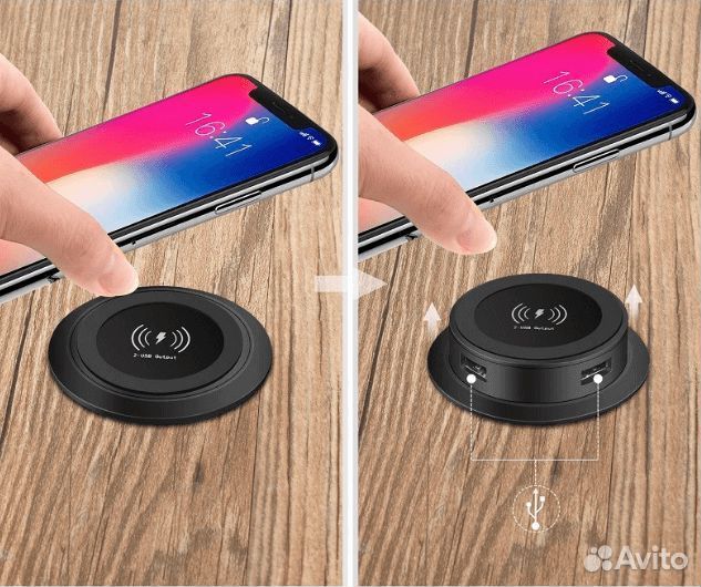 Встраиваемая беспроводная QI зарядка с двумя USB