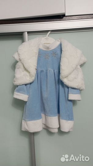 Платье снегурочки с шубкой 86