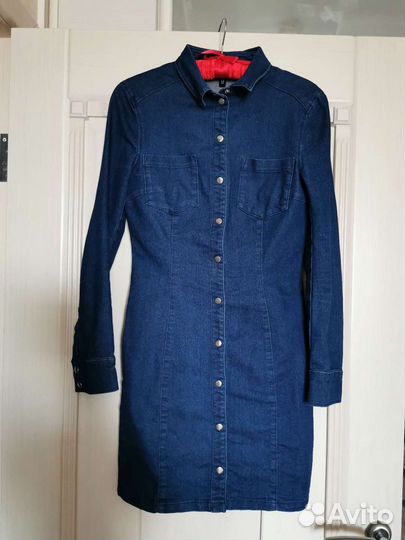 Платье бархатное, джинсовое h&m