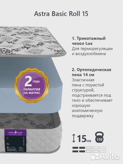 Матрас Astra Sleep Basic Roll 15 160х200 см