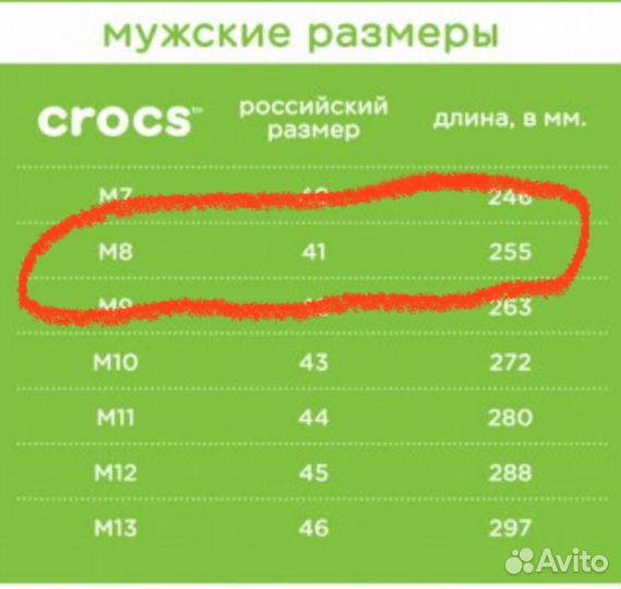 Сандалии мужские crocs М8 25,5см