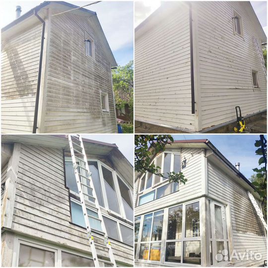 Мойка фасадов, частных домов бань. Чистка крыш