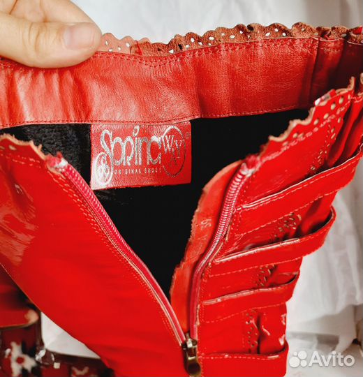 Сапоги женские из натуральной лаковой кожи