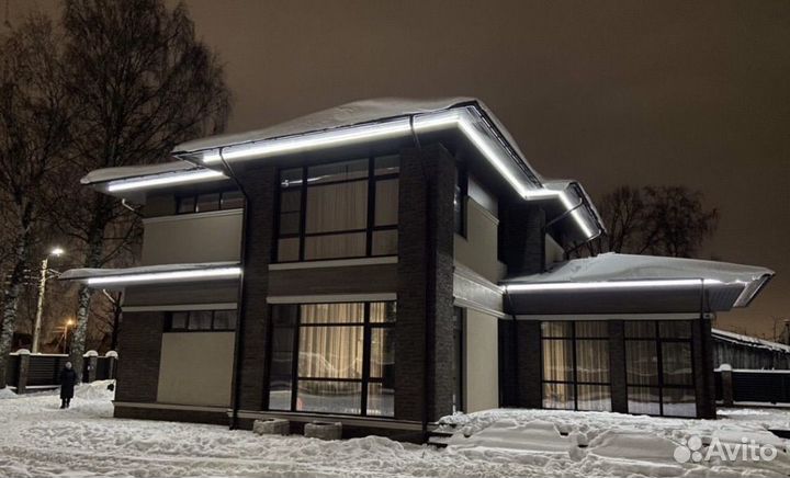 Украшение домов гирляндами-контурное освещение