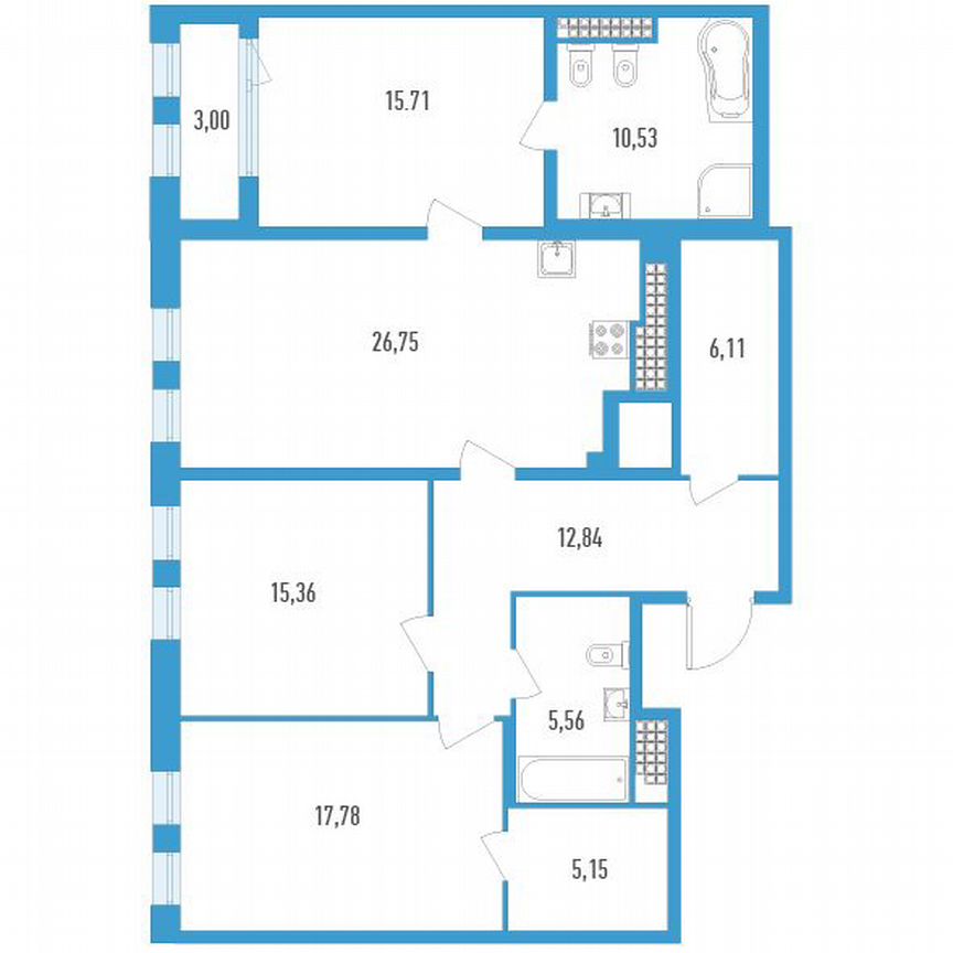 3-к. квартира, 118 м², 20/23 эт.