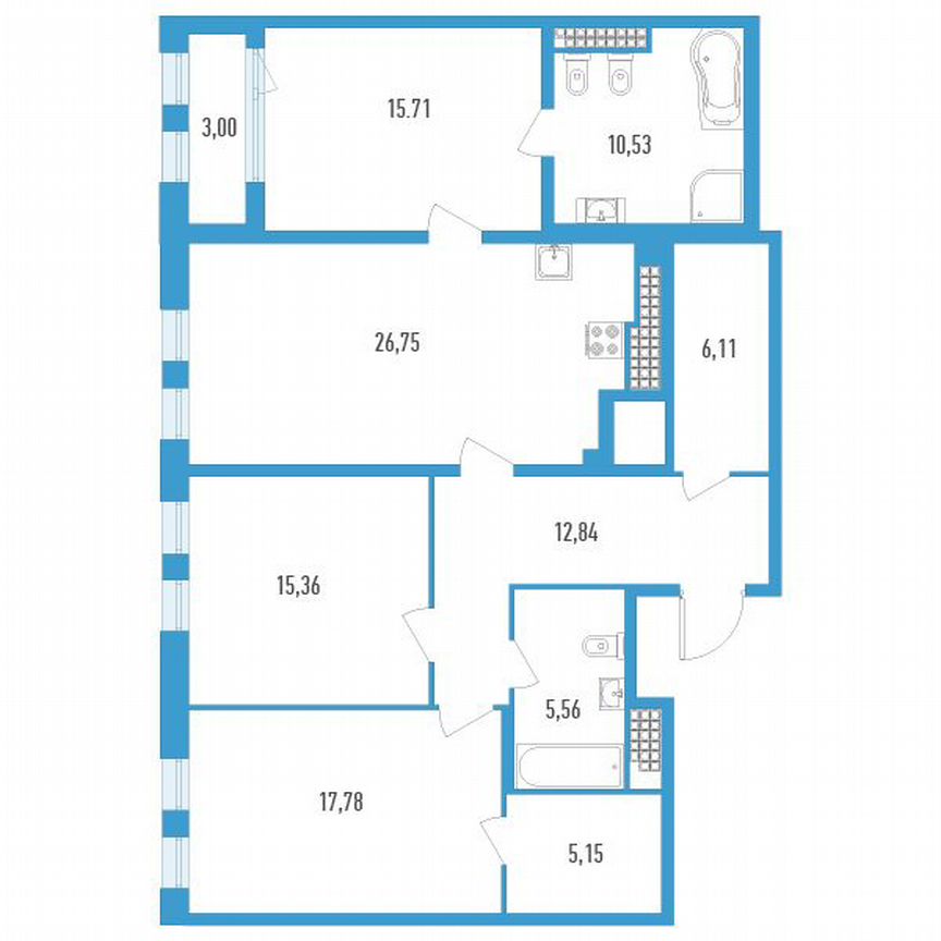3-к. квартира, 116 м², 20/23 эт.