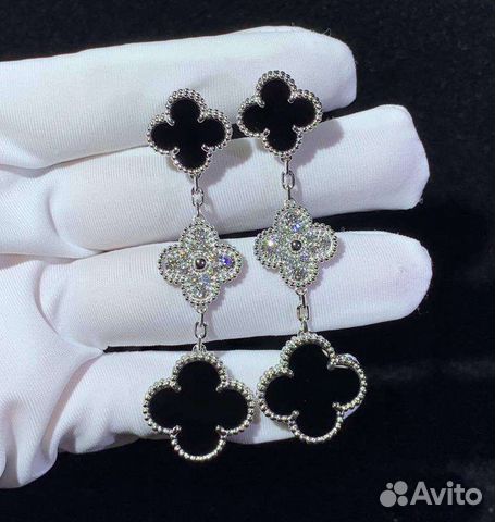 Золотые серьги Van Cleef 18.2гр 0.95ct