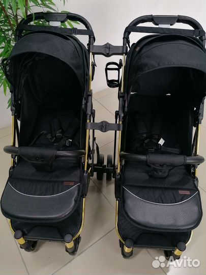 Новая коляска для двойни Babalo 2022/золотая рама