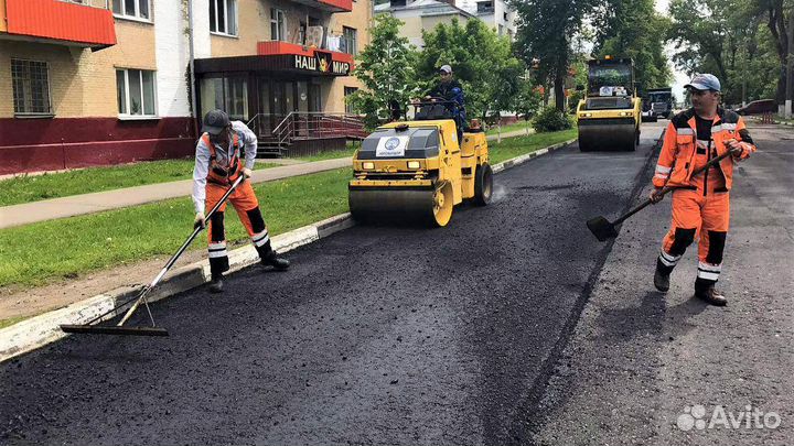 Асфальтирование, укладка асфальта, ямочный ремонт