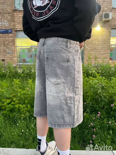 Серые широкие шорты jaded baggy y2k opium