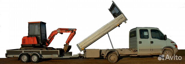 Экскаватор мини с гидромолотом, гидробуром