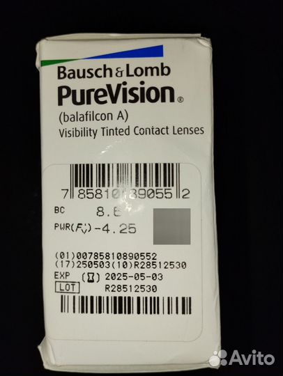 Контактные линзы Bausch + Lomb, Pure Vision, 6 шт