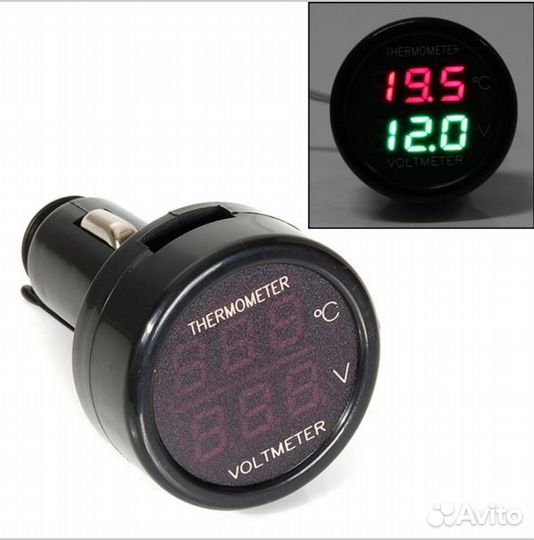 Авто вольтметр + термометр в прикуриватель
