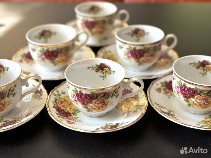 Набор чашки английские розы Чехия
