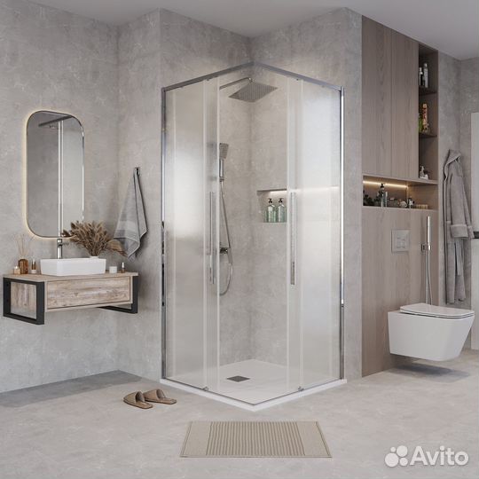 Душ.огр. Galaxy 100100195 квадрат, раздвиж, хром