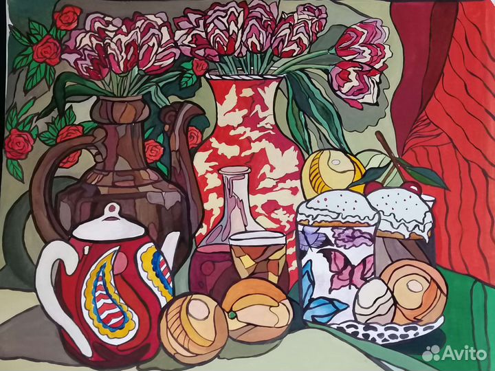 Декоративный натюрморт. Картина стилизованная