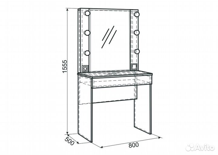 Гламур Трюмо белый/белый глянец