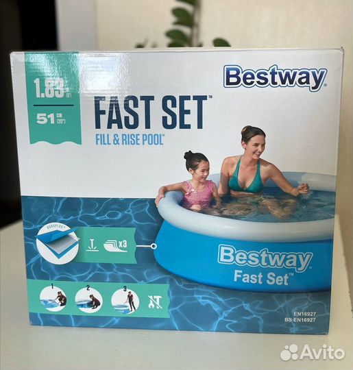 Новый Бассейн Bestway Fast надувной 940 литров