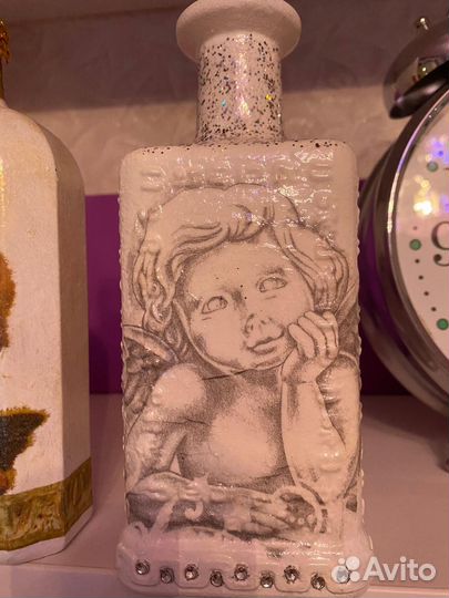 Бутылки с ангелами декупаж 4 шт