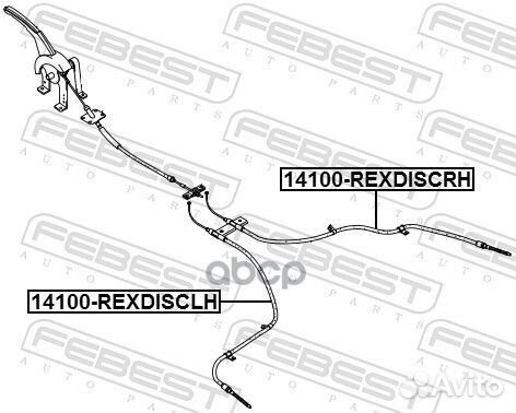 Трос ручного тормоза левый 14100rexdisclh Febest