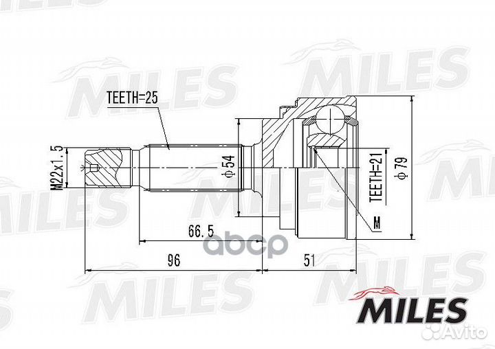 ШРУС наружный mitsubishi colt 1.5-95-05 (с ABS)