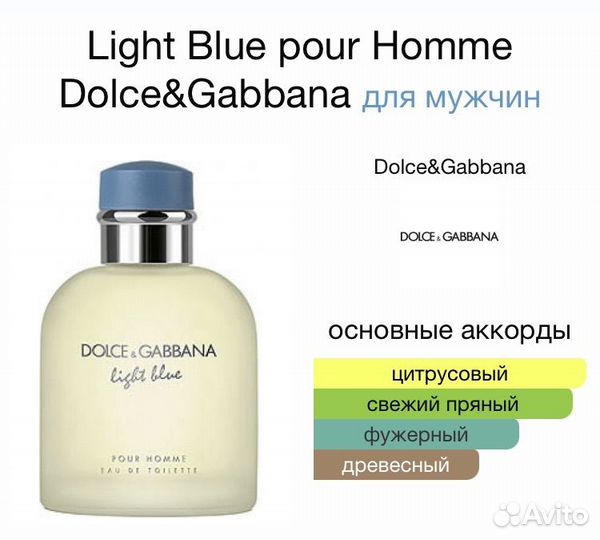 Dolce gabbana light blue pour homme мужские духи