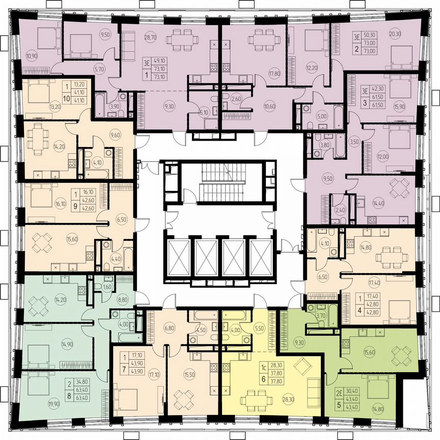 1-к. квартира, 43,9 м², 26/28 эт.