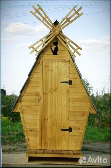 Дачный туалет деревянный прямоугольник MKJ