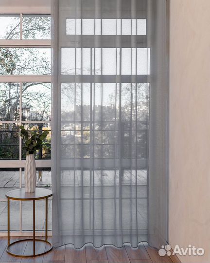 Тюль дебора серый готовый на окна пошив