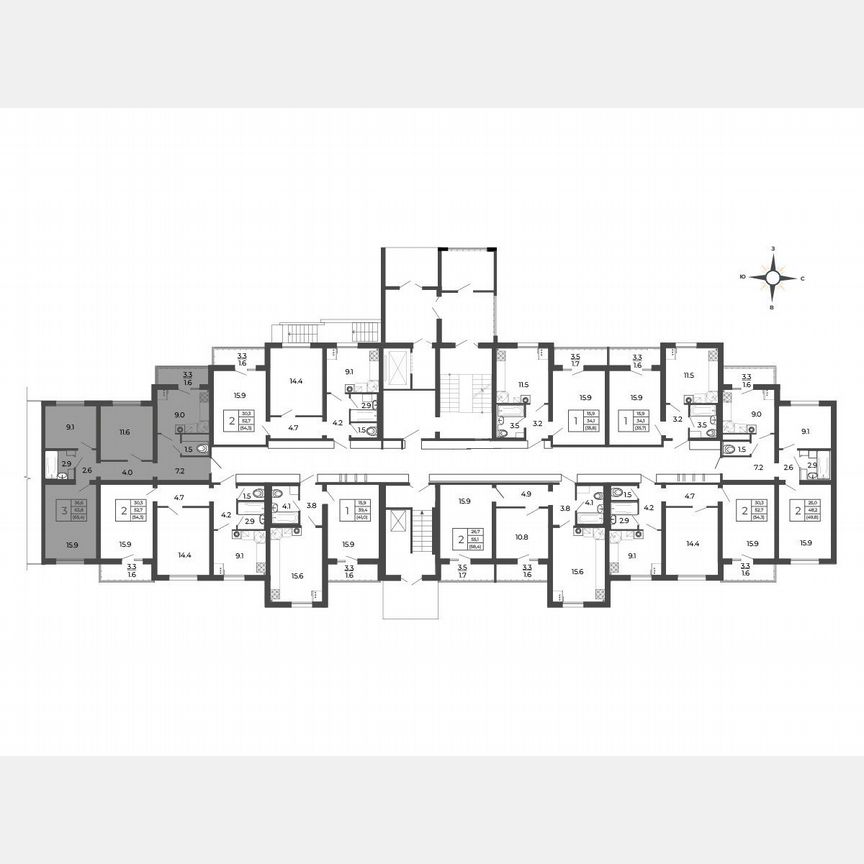 3-к. квартира, 65,4 м², 1/5 эт.