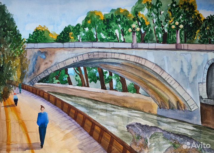 Акварель картина пейзаж