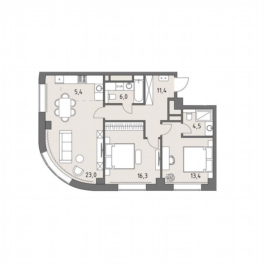 3-к. квартира, 79,9 м², 28/35 эт.