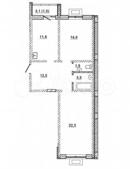 2-к. квартира, 67,9 м², 2/5 эт.