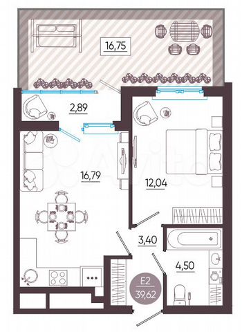 1-к. квартира, 39,6 м², 1/10 эт.