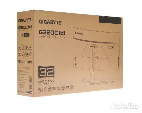 Монитор gigabyte G32QC A-EK, 2560x1440, 165 Гц, VA