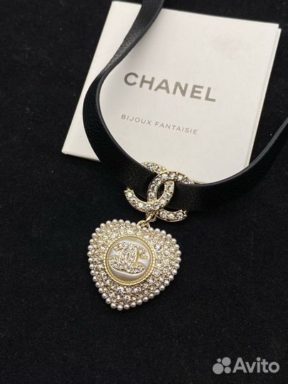 Колье чокер chanel (натуральная кожа)