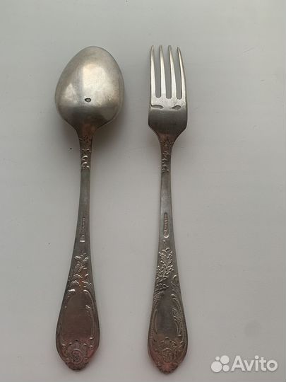 Вилка и ложка мельхиор