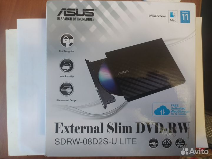 Привод внеш. DVD-RW asus sdrw-08D2S-U