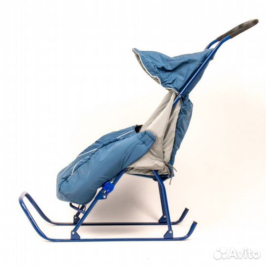 Новые санки-коляска Ника Юниор синие