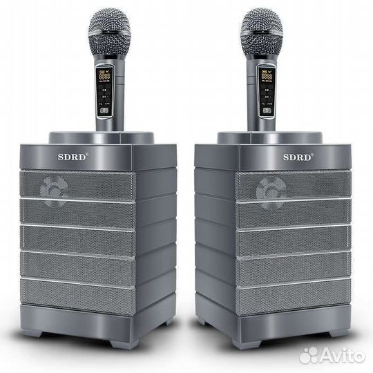 Караоке система sdrd SD-128 серая, 2 микрофона