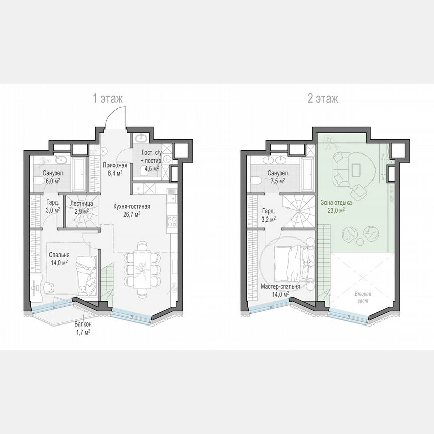 2-к. квартира, 88,8 м², 6/14 эт.