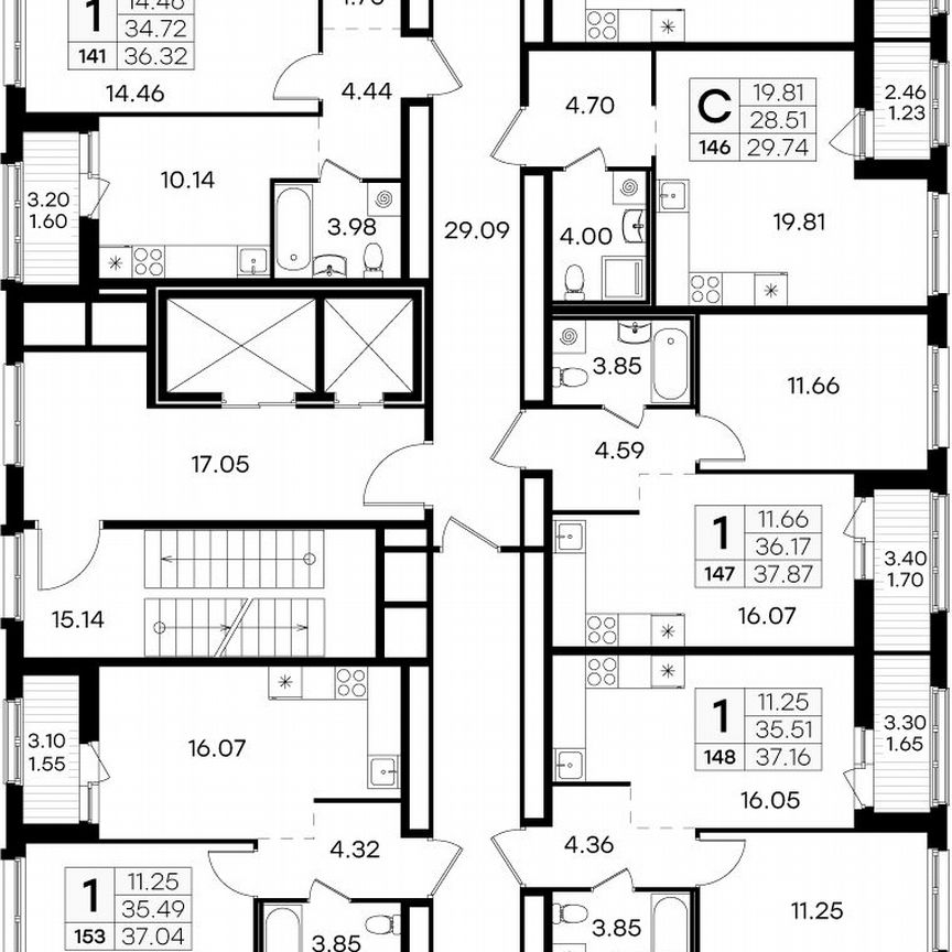 1-к. квартира, 36,3 м², 12/15 эт.