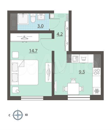 1-к. квартира, 31,4 м², 2/25 эт.